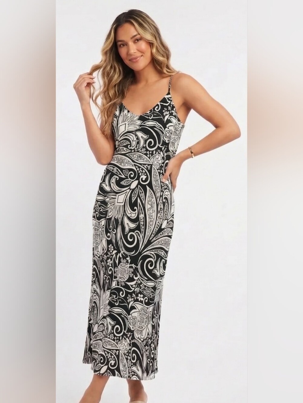 NWT Karen Kane Paisley Bias Cut Midi Slip Dress. See Description details!